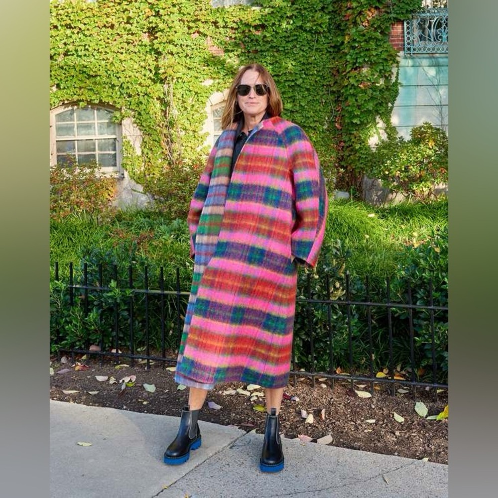 NWT Rare Sofie D’Hoore Camilla Tartan Plaid Reversible Coat